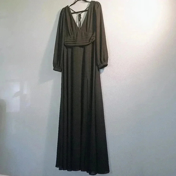 Lulus Love You So Black Long Sleeve Maxi Dress NWOT Size Large - Picture 2 of 13